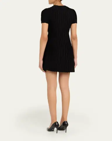 Alexander McQueen Chenille-Striped Viscose Mini Dress | Thumbnail 3 Alexander McQueen Chenille-Striped Viscose Mini Dress | Thumbnail 3