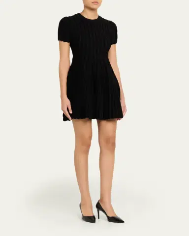 Alexander McQueen Chenille-Striped Viscose Mini Dress | Thumbnail 4 Alexander McQueen Chenille-Striped Viscose Mini Dress | Thumbnail 4