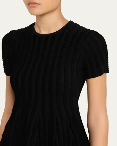 Alexander McQueen Chenille-Striped Viscose Mini Dress | Thumbnail 5 Alexander McQueen Chenille-Striped Viscose Mini Dress | Thumbnail 5