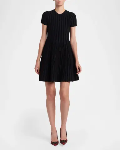 Alexander McQueen Chenille-Striped Viscose Mini Dress | Thumbnail 6 Alexander McQueen Chenille-Striped Viscose Mini Dress | Thumbnail 6
