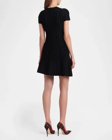 Alexander McQueen Chenille-Striped Viscose Mini Dress | Thumbnail 7 Alexander McQueen Chenille-Striped Viscose Mini Dress | Thumbnail 7