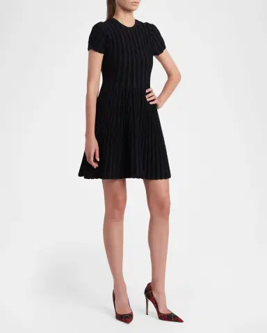 Alexander McQueen Chenille-Striped Viscose Mini Dress | Thumbnail 8 Alexander McQueen Chenille-Striped Viscose Mini Dress | Thumbnail 8