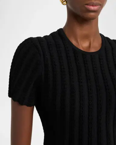Alexander McQueen Chenille-Striped Viscose Mini Dress | Thumbnail 9 Alexander McQueen Chenille-Striped Viscose Mini Dress | Thumbnail 9