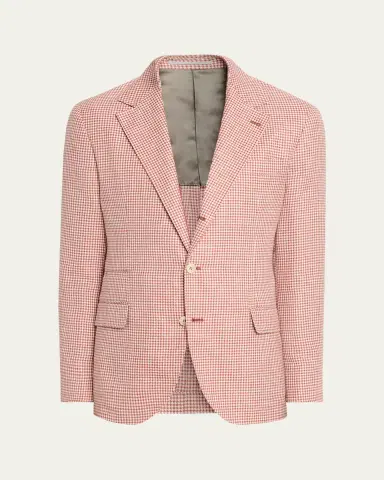 Brunello Cucinelli Men's Wool, Silk and Linen Houndstooth Sport Coat | Thumbnail 6 Brunello Cucinelli Men's Wool, Silk and Linen Houndstooth Sport Coat | Thumbnail 6