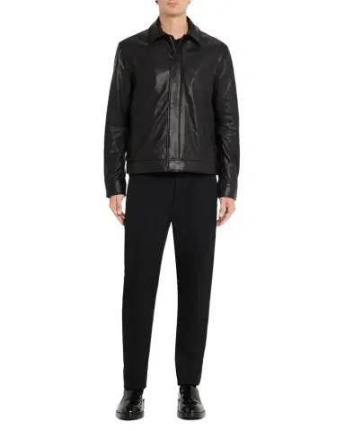 Simkhai Men's Landon Collared Leather Jacket | Thumbnail 1 Simkhai Men's Landon Collared Leather Jacket | Thumbnail 1