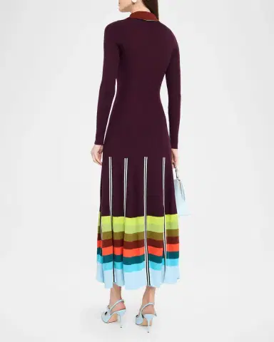 Christopher John Rogers Striped Rib Long-Sleeve Maxi Polo Dress | Thumbnail 2 Christopher John Rogers Striped Rib Long-Sleeve Maxi Polo Dress | Thumbnail 2