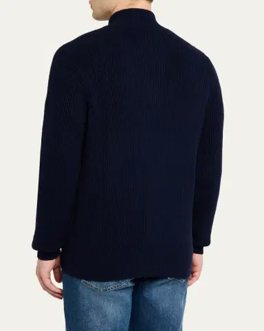 Brunello Cucinelli Men's Cotton Rib Full-Zip Cardigan | Thumbnail 8 Brunello Cucinelli Men's Cotton Rib Full-Zip Cardigan | Thumbnail 8