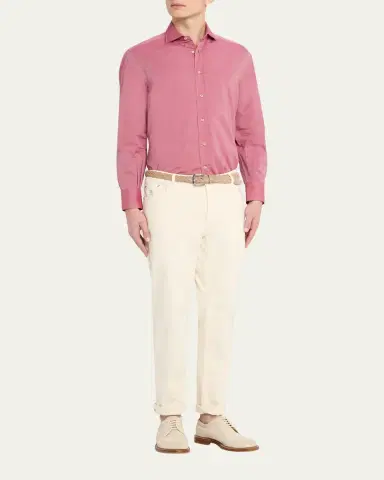 Brunello Cucinelli Men's Cotton Slim-Fit Button-Down Shirt | Thumbnail 2 Brunello Cucinelli Men's Cotton Slim-Fit Button-Down Shirt | Thumbnail 2