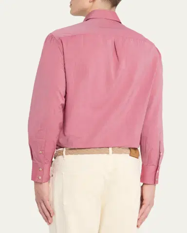 Brunello Cucinelli Men's Cotton Slim-Fit Button-Down Shirt | Thumbnail 3 Brunello Cucinelli Men's Cotton Slim-Fit Button-Down Shirt | Thumbnail 3