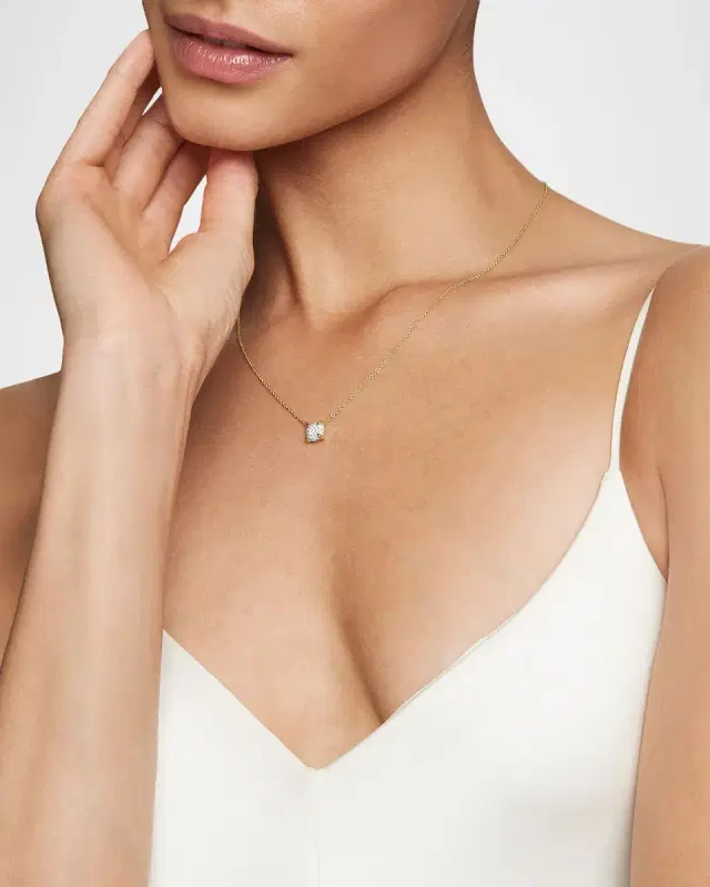 Petite Chatelaine Pendant Necklace with Diamonds in 18K Gold, 7mm Petite Chatelaine Pendant Necklace with Diamonds in 18K Gold, 7mm