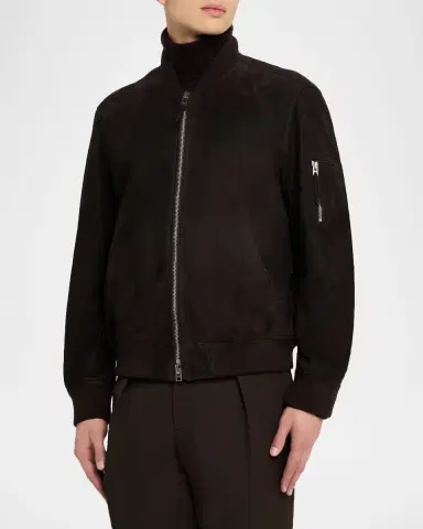 Tom Ford Men's Suede Lambskin Bomber Jacket | Thumbnail 3 Tom Ford Men's Suede Lambskin Bomber Jacket | Thumbnail 3