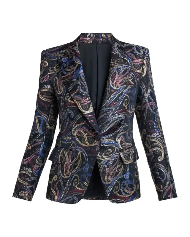 Paisley Jacquard Single-Breasted Blazer Paisley Jacquard Single-Breasted Blazer