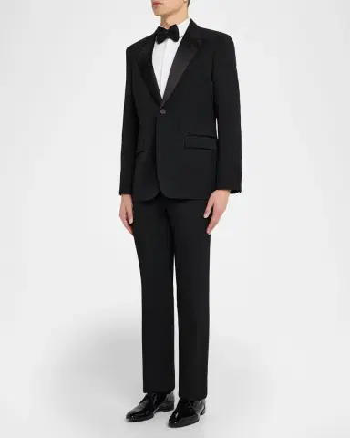 Burberry Men 's Grain de Poudre Wool Tuxedo Jacket | Thumbnail 2 Burberry Men 's Grain de Poudre Wool Tuxedo Jacket | Thumbnail 2