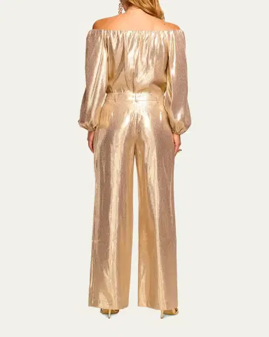 Ramy Brook Izzy Silk Lame Wide-Leg Pants | Thumbnail 3 Ramy Brook Izzy Silk Lame Wide-Leg Pants | Thumbnail 3