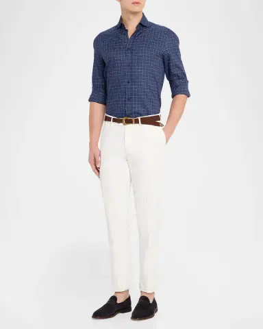 Brunello Cucinelli Men 's Slim Fit Geometric Cotton Button-Down Shirt | Thumbnail 2 Brunello Cucinelli Men 's Slim Fit Geometric Cotton Button-Down Shirt | Thumbnail 2
