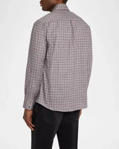 Brunello Cucinelli Men 's Slim Fit Geometric Cotton Button-Down Shirt | Thumbnail 7 Brunello Cucinelli Men 's Slim Fit Geometric Cotton Button-Down Shirt | Thumbnail 7