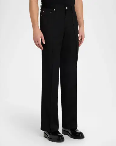 Helmut Lang Men's Straight-Leg Pintuck Pleated Five-Pocket Trousers | Thumbnail 4 Helmut Lang Men's Straight-Leg Pintuck Pleated Five-Pocket Trousers | Thumbnail 4