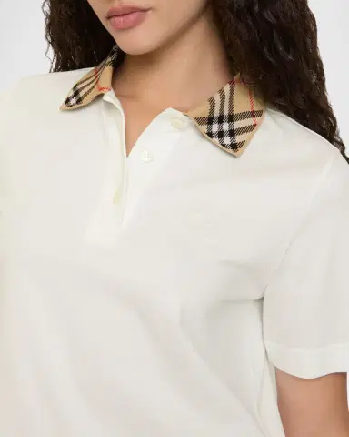 Burberry Imogen Check Collar Short-Sleeve Polo Shirt | Thumbnail 2 Burberry Imogen Check Collar Short-Sleeve Polo Shirt | Thumbnail 2