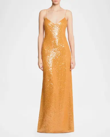Halston Glora Sequined V-Neck Gown | Thumbnail 6 Halston Glora Sequined V-Neck Gown | Thumbnail 6