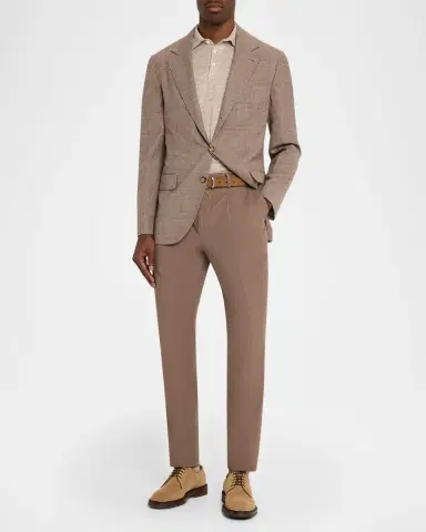 Brunello Cucinelli Men's Linen and Cotton Heathered Polo Shirt | Thumbnail 23 Brunello Cucinelli Men's Linen and Cotton Heathered Polo Shirt | Thumbnail 23
