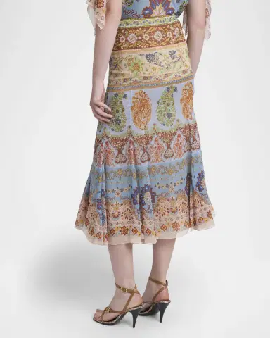 Etro Paisley-Print Georgette Godet Midi Skirt | Thumbnail 2 Etro Paisley-Print Georgette Godet Midi Skirt | Thumbnail 2