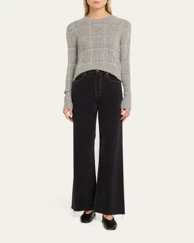 Guest in Residence Cashmere Shrunken Check Crewneck Sweater | Thumbnail 2 Guest in Residence Cashmere Shrunken Check Crewneck Sweater | Thumbnail 2