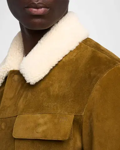 Tom Ford Men's Suede Shearling-Collar Bomber Jacket | Thumbnail 4 Tom Ford Men's Suede Shearling-Collar Bomber Jacket | Thumbnail 4