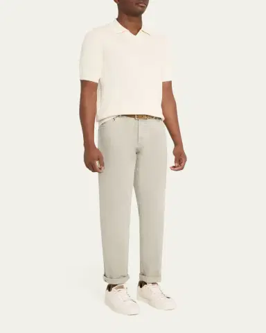 Brunello Cucinelli Men's Cotton Rib Johnny Collar Polo Sweater | Thumbnail 6 Brunello Cucinelli Men's Cotton Rib Johnny Collar Polo Sweater | Thumbnail 6