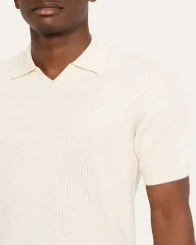 Brunello Cucinelli Men's Cotton Rib Johnny Collar Polo Sweater | Thumbnail 9 Brunello Cucinelli Men's Cotton Rib Johnny Collar Polo Sweater | Thumbnail 9