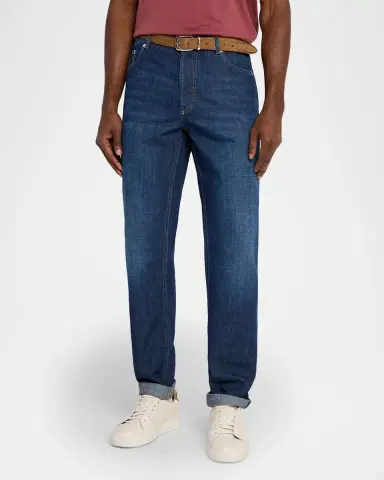 Brunello Cucinelli Men 's Denim Classic Fit Five-Pocket Jeans | Thumbnail 4 Brunello Cucinelli Men 's Denim Classic Fit Five-Pocket Jeans | Thumbnail 4