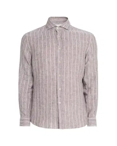 Brunello Cucinelli Men's Pinstripe Linen Button-Down Shirt | Thumbnail 1 Brunello Cucinelli Men's Pinstripe Linen Button-Down Shirt | Thumbnail 1