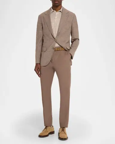Brunello Cucinelli Men 's Wool, Silk and Linen Glen Plaid Suit Jacket | Thumbnail 2 Brunello Cucinelli Men 's Wool, Silk and Linen Glen Plaid Suit Jacket | Thumbnail 2
