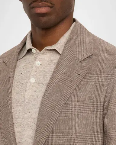 Brunello Cucinelli Men 's Wool, Silk and Linen Glen Plaid Suit Jacket | Thumbnail 5 Brunello Cucinelli Men 's Wool, Silk and Linen Glen Plaid Suit Jacket | Thumbnail 5