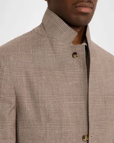 Brunello Cucinelli Men 's Wool, Silk and Linen Glen Plaid Suit Jacket | Thumbnail 7 Brunello Cucinelli Men 's Wool, Silk and Linen Glen Plaid Suit Jacket | Thumbnail 7
