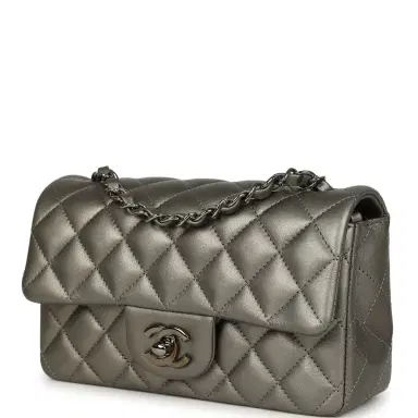 Chanel Chanel Mini Classic Rectangular Flap Bag Dark Silver Calfskin Ruthenium Hardware | Thumbnail 3 Chanel Chanel Mini Classic Rectangular Flap Bag Dark Silver Calfskin Ruthenium Hardware | Thumbnail 3