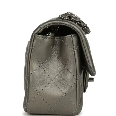 Chanel Chanel Mini Classic Rectangular Flap Bag Dark Silver Calfskin Ruthenium Hardware | Thumbnail 4 Chanel Chanel Mini Classic Rectangular Flap Bag Dark Silver Calfskin Ruthenium Hardware | Thumbnail 4