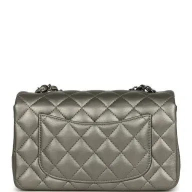 Chanel Chanel Mini Classic Rectangular Flap Bag Dark Silver Calfskin Ruthenium Hardware | Thumbnail 5 Chanel Chanel Mini Classic Rectangular Flap Bag Dark Silver Calfskin Ruthenium Hardware | Thumbnail 5