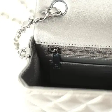 Chanel Chanel Mini Classic Rectangular Flap Bag Dark Silver Calfskin Ruthenium Hardware | Thumbnail 9 Chanel Chanel Mini Classic Rectangular Flap Bag Dark Silver Calfskin Ruthenium Hardware | Thumbnail 9