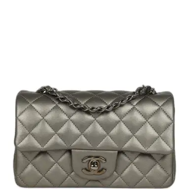 Chanel Chanel Mini Classic Rectangular Flap Bag Dark Silver Calfskin Ruthenium Hardware | Thumbnail 1 Chanel Chanel Mini Classic Rectangular Flap Bag Dark Silver Calfskin Ruthenium Hardware | Thumbnail 1
