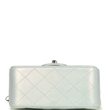 Chanel Chanel Mini Classic Square Flap Bag Blue Iridescent Calfskin Silver Hardware | Thumbnail 6 Chanel Chanel Mini Classic Square Flap Bag Blue Iridescent Calfskin Silver Hardware | Thumbnail 6