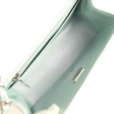 Chanel Chanel Mini Classic Square Flap Bag Blue Iridescent Calfskin Silver Hardware | Thumbnail 8 Chanel Chanel Mini Classic Square Flap Bag Blue Iridescent Calfskin Silver Hardware | Thumbnail 8