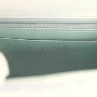 Chanel Chanel Mini Classic Square Flap Bag Blue Iridescent Calfskin Silver Hardware | Thumbnail 9 Chanel Chanel Mini Classic Square Flap Bag Blue Iridescent Calfskin Silver Hardware | Thumbnail 9
