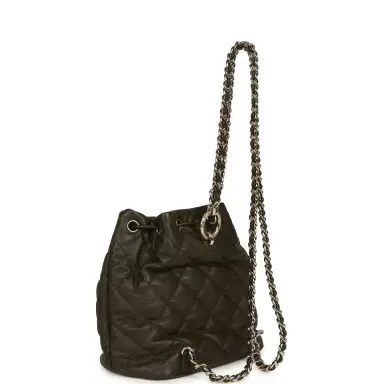 Chanel Chanel Mini Duma Drawstring Backpack Khaki Lambskin Light Gold Hardware | Thumbnail 8 Chanel Chanel Mini Duma Drawstring Backpack Khaki Lambskin Light Gold Hardware | Thumbnail 8