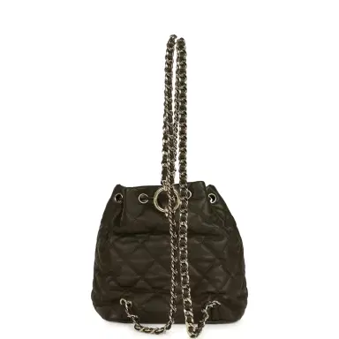 Chanel Chanel Mini Duma Drawstring Backpack Khaki Lambskin Light Gold Hardware | Thumbnail 9 Chanel Chanel Mini Duma Drawstring Backpack Khaki Lambskin Light Gold Hardware | Thumbnail 9