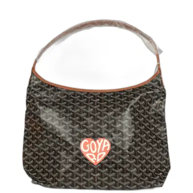 goyard Goyard Goyardine Canvas Black and Brown Hand-Painted Heart Boheme Hobo PM Palladium Hardware | Thumbnail 1 goyard Goyard Goyardine Canvas Black and Brown Hand-Painted Heart Boheme Hobo PM Palladium Hardware | Thumbnail 1