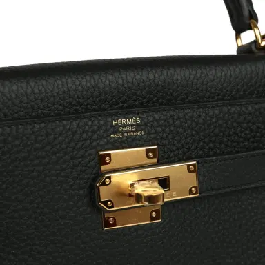 HERMÈS Hermes Kelly Retourne 28 Black Clemence Gold Hardware | Thumbnail 7 HERMÈS Hermes Kelly Retourne 28 Black Clemence Gold Hardware | Thumbnail 7