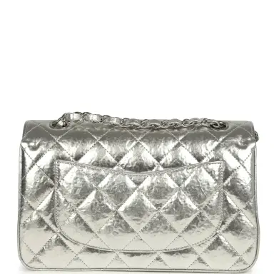 Chanel Pre-owned Chanel Small Classic Double Flap Silver Hammered Metallic Calfskin Silver Hardware | Thumbnail 5 Chanel Pre-owned Chanel Small Classic Double Flap Silver Hammered Metallic Calfskin Silver Hardware | Thumbnail 5