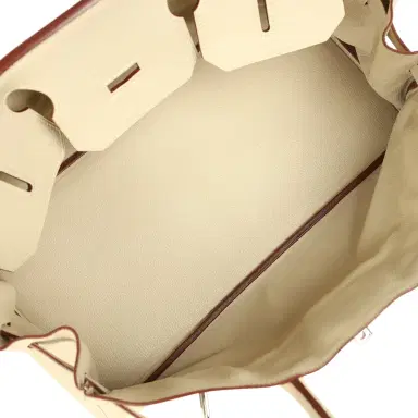 HERMÈS Vintage Hermes Shoulder Birkin 42 JPG Parchemin Clemence Palladium Hardware | Thumbnail 8 HERMÈS Vintage Hermes Shoulder Birkin 42 JPG Parchemin Clemence Palladium Hardware | Thumbnail 8