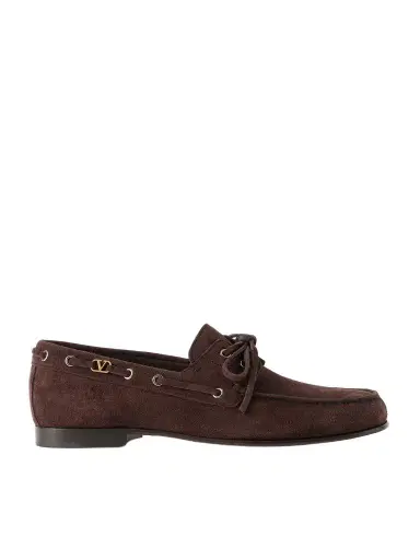 Valentino Garavani Logo-Embellished Suede Loafers - Men | Thumbnail 1 Valentino Garavani Logo-Embellished Suede Loafers - Men | Thumbnail 1