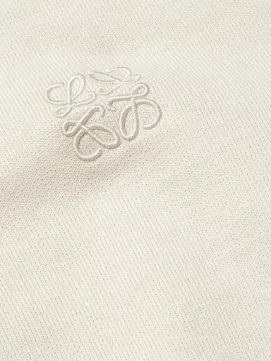 Loewe Logo-Embroidered Leather-Trimmed Cotton-Jersey Hoodie - Men | Thumbnail 4 Loewe Logo-Embroidered Leather-Trimmed Cotton-Jersey Hoodie - Men | Thumbnail 4